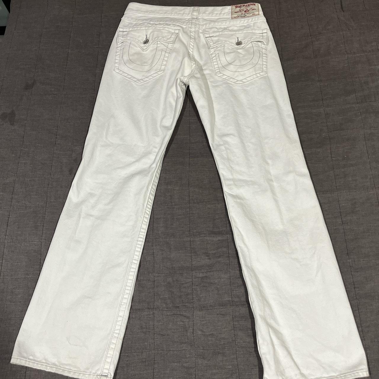 pure white true religion jeans size 36W 32L, only... - Depop