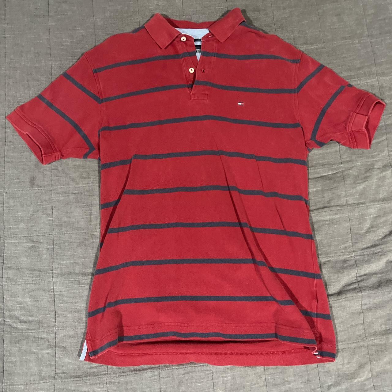 Tommy Hilfiger Men's Red and Blue Polo-shirts | Depop
