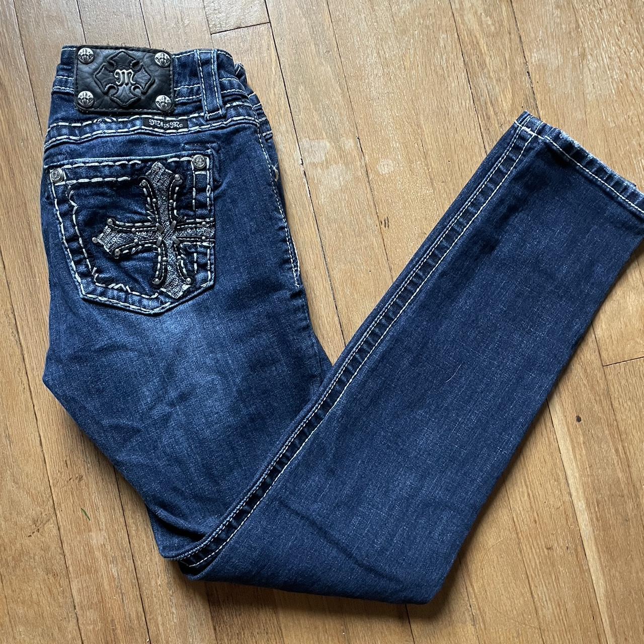 Miss Me skinny jeans, size 27. Dark wash skinny... - Depop