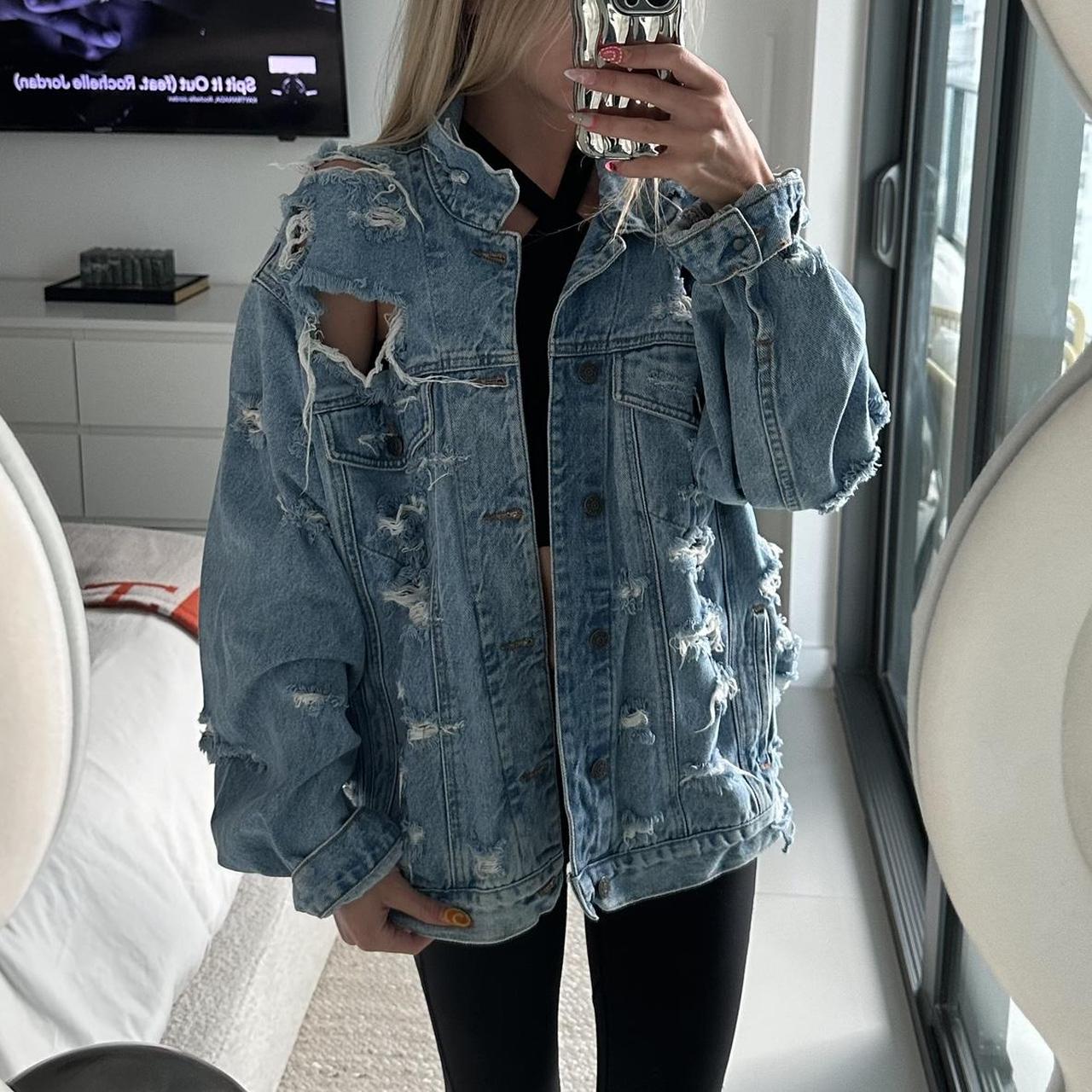 Ripped bottom denim jacket new arrivals