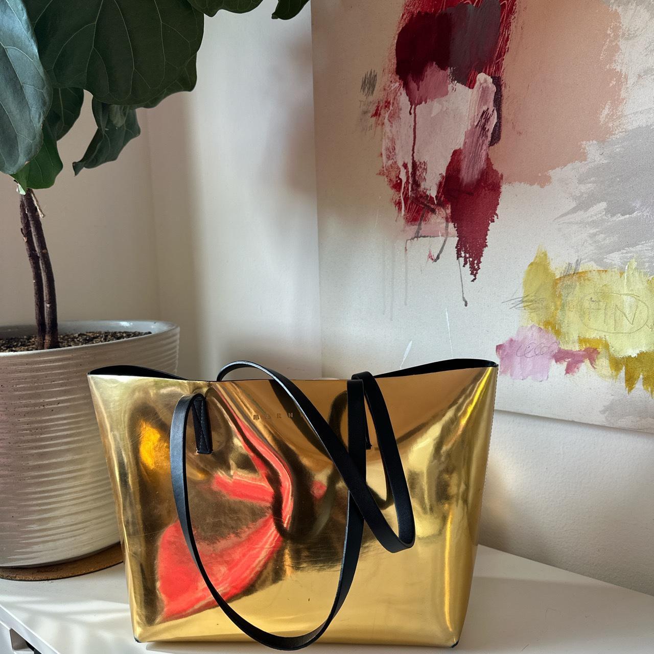 Marni gold tote online bag