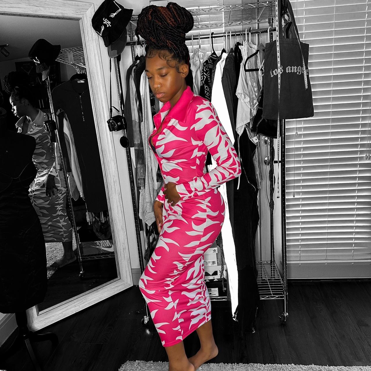 Pink zebra print dress sale