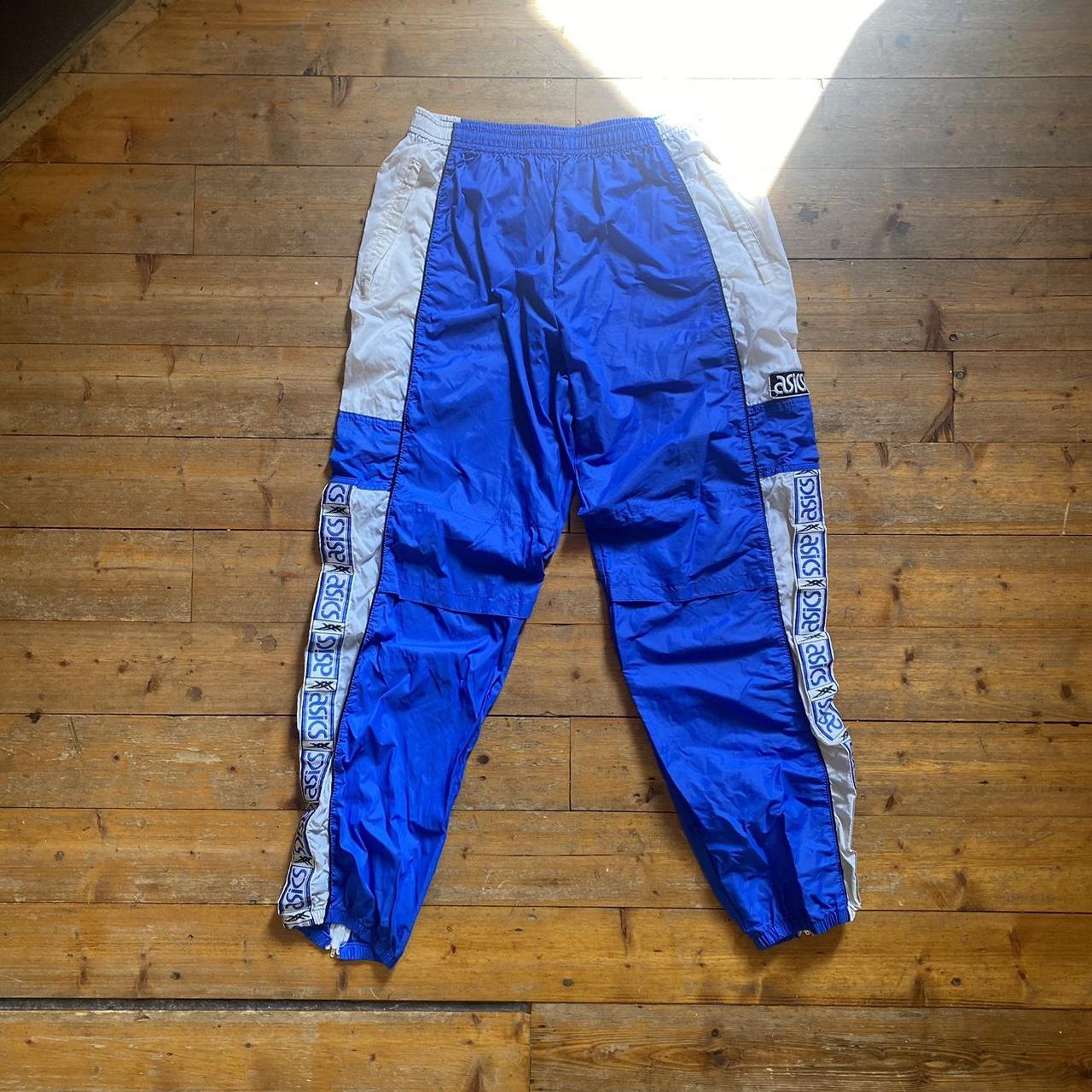 ️ BLUE & WHITE ASICS TRACKSUIT BOTTOMS ️ super cool... - Depop