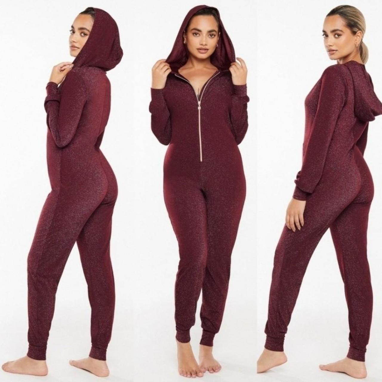 Lot of 2 (Red Green) Savage X Fenty Sleep & Shine 2024 Hooded Lounge Bodysuit L $94