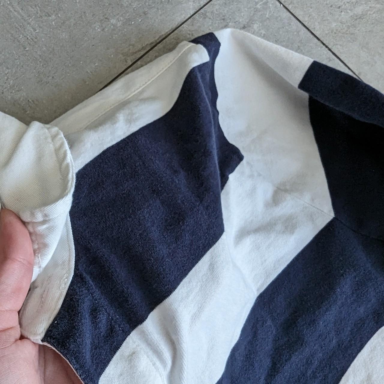 Vintage early 2000s j.Crew blue and white striped... - Depop