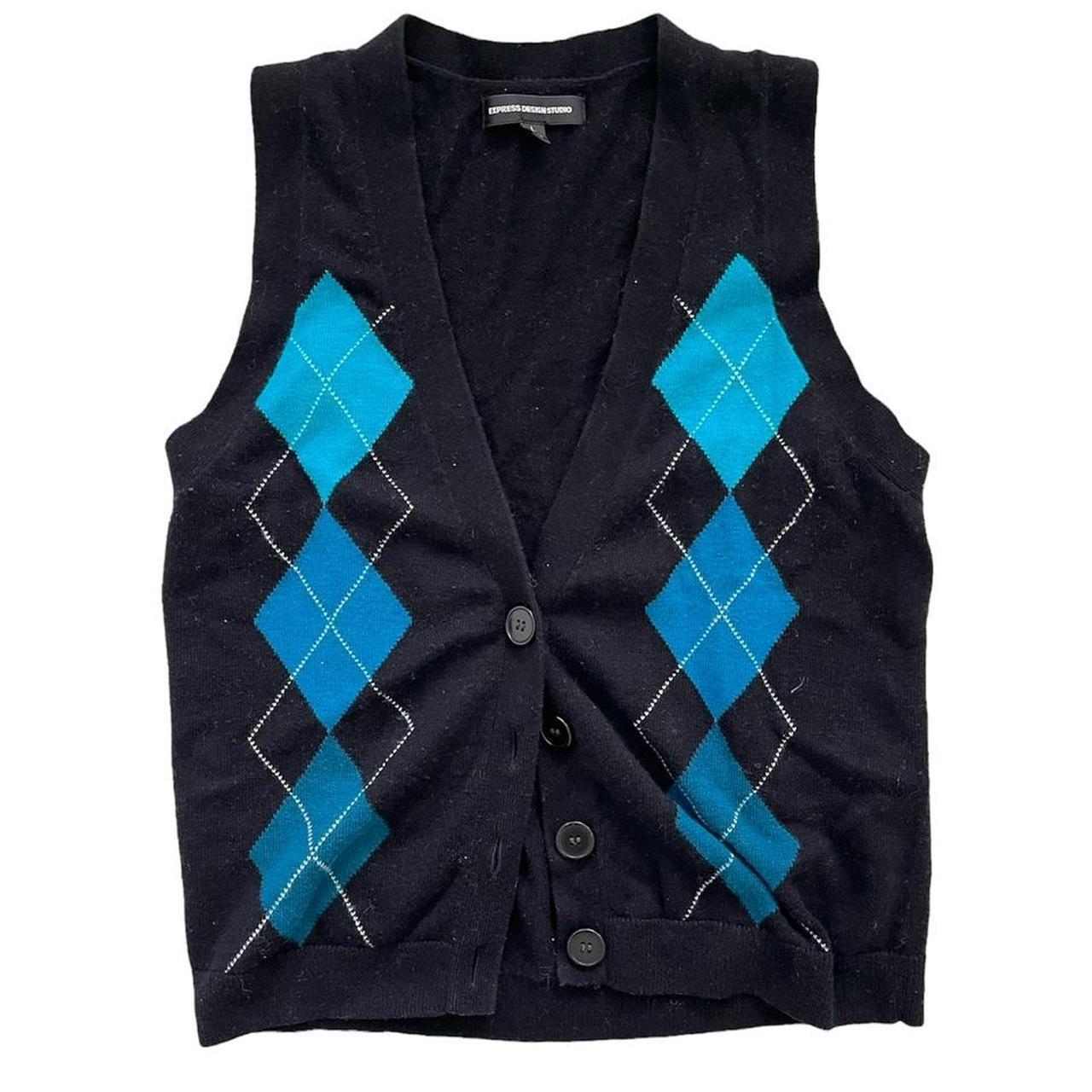 Button up black sweater vest (Size L, great... - Depop