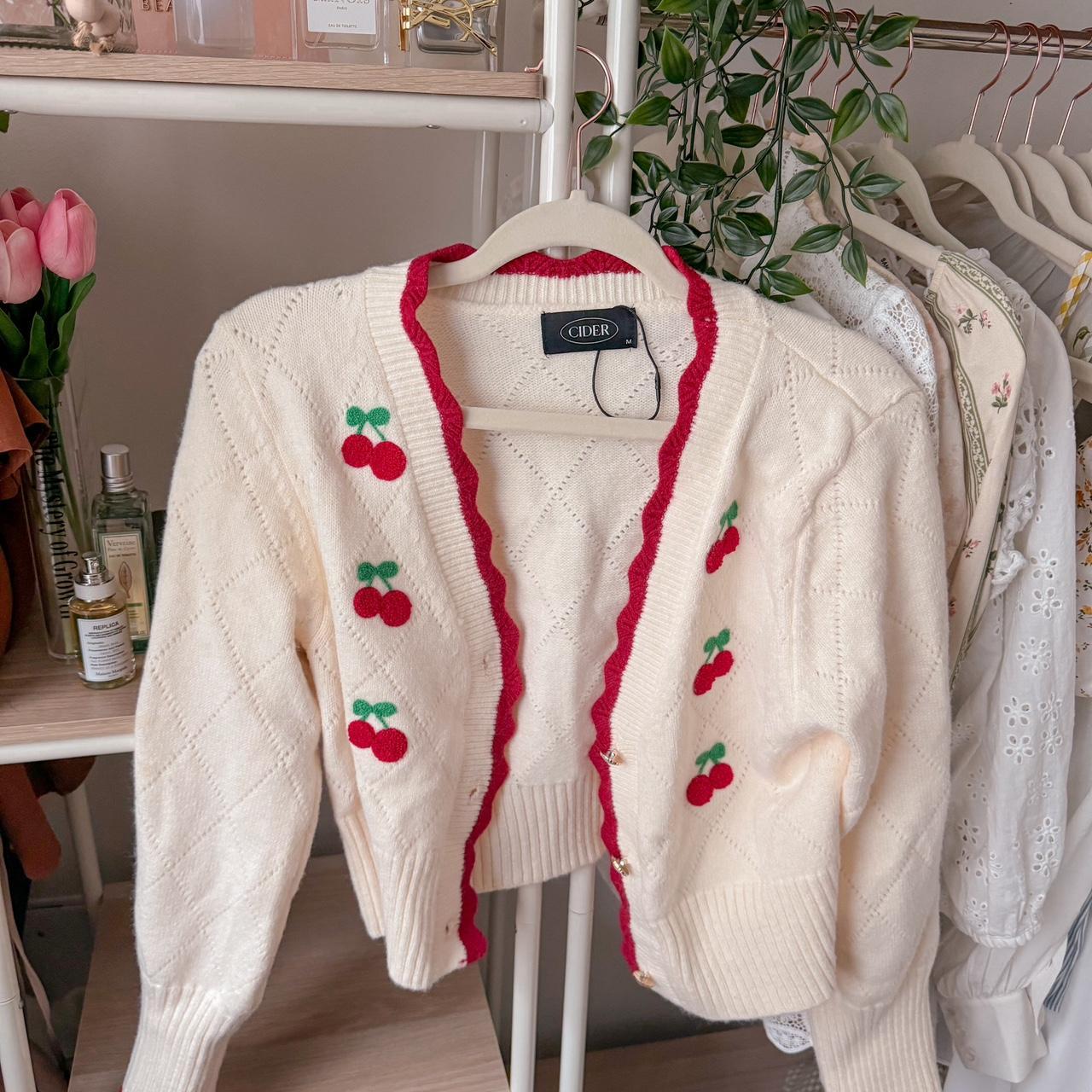 Cider cottagecore cherry cardigan. Worn once. - Depop