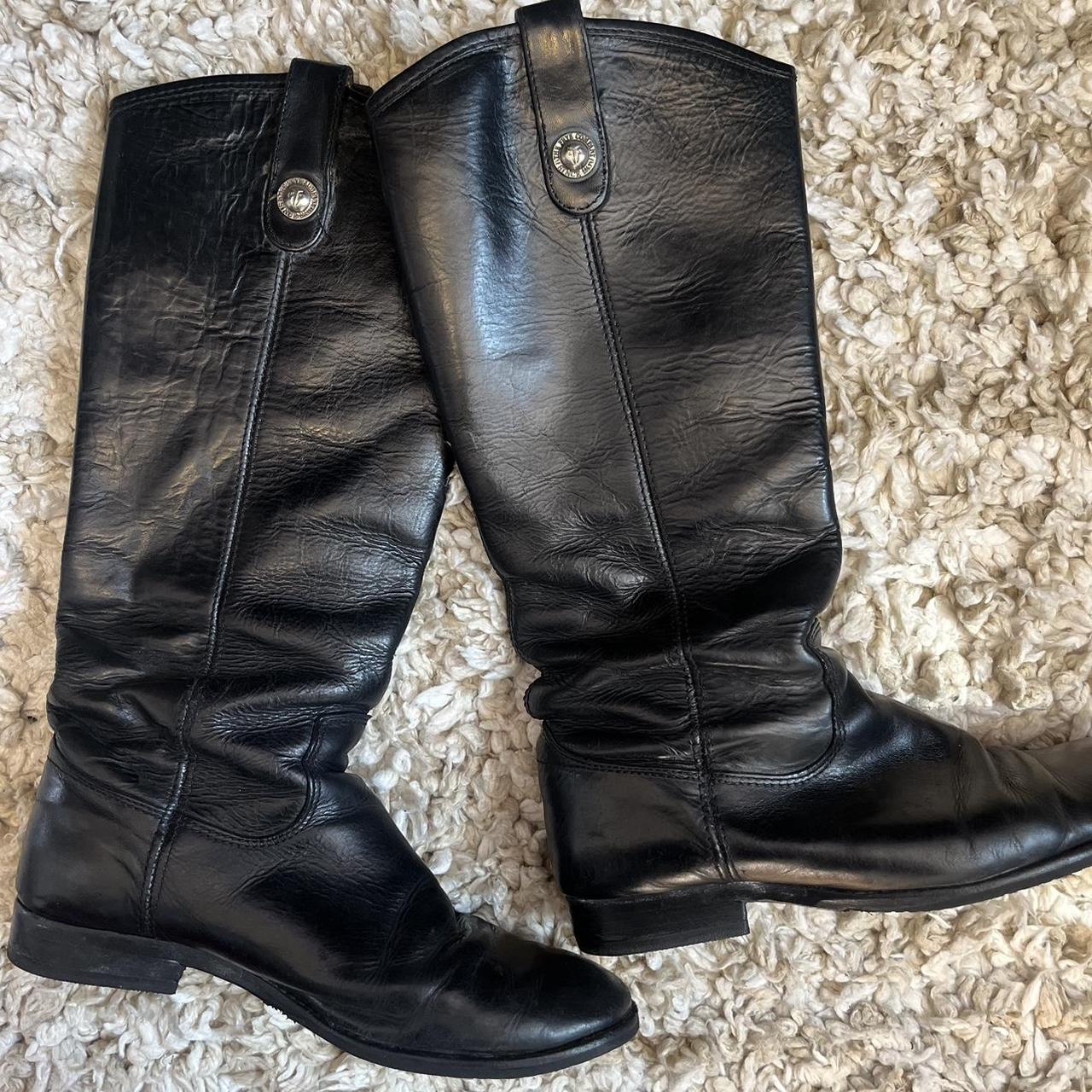 Frye Melissa Button Leather Tall Knee High Riding... - Depop