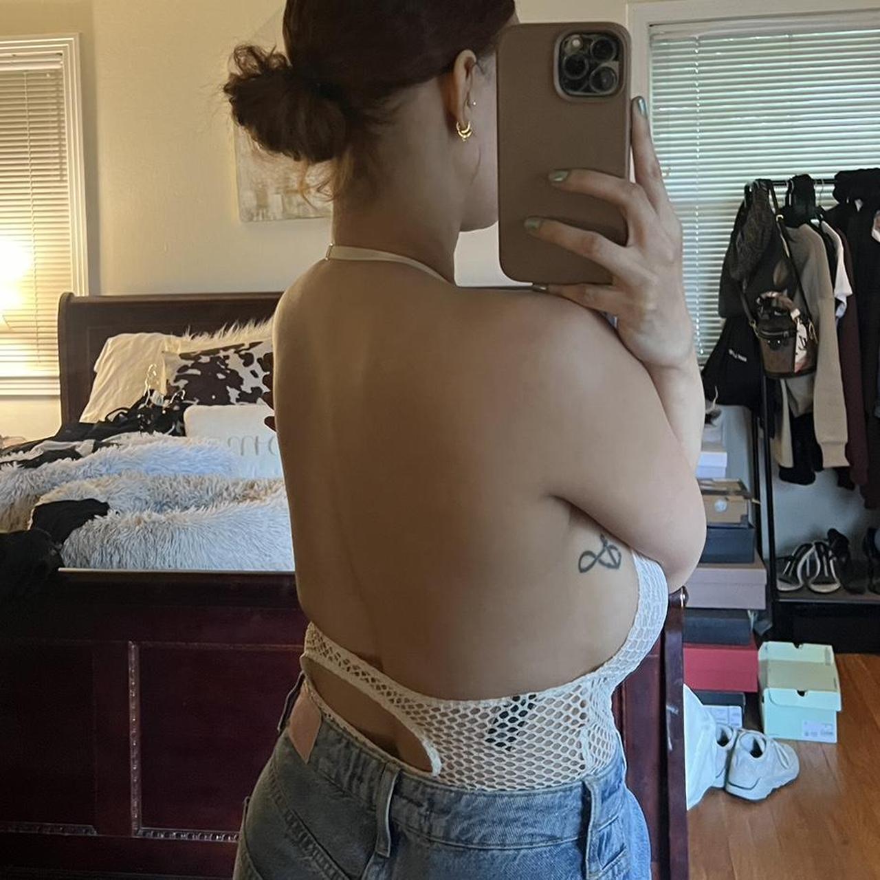 Victoria secret white and nude lace bodysuit, size... Depop