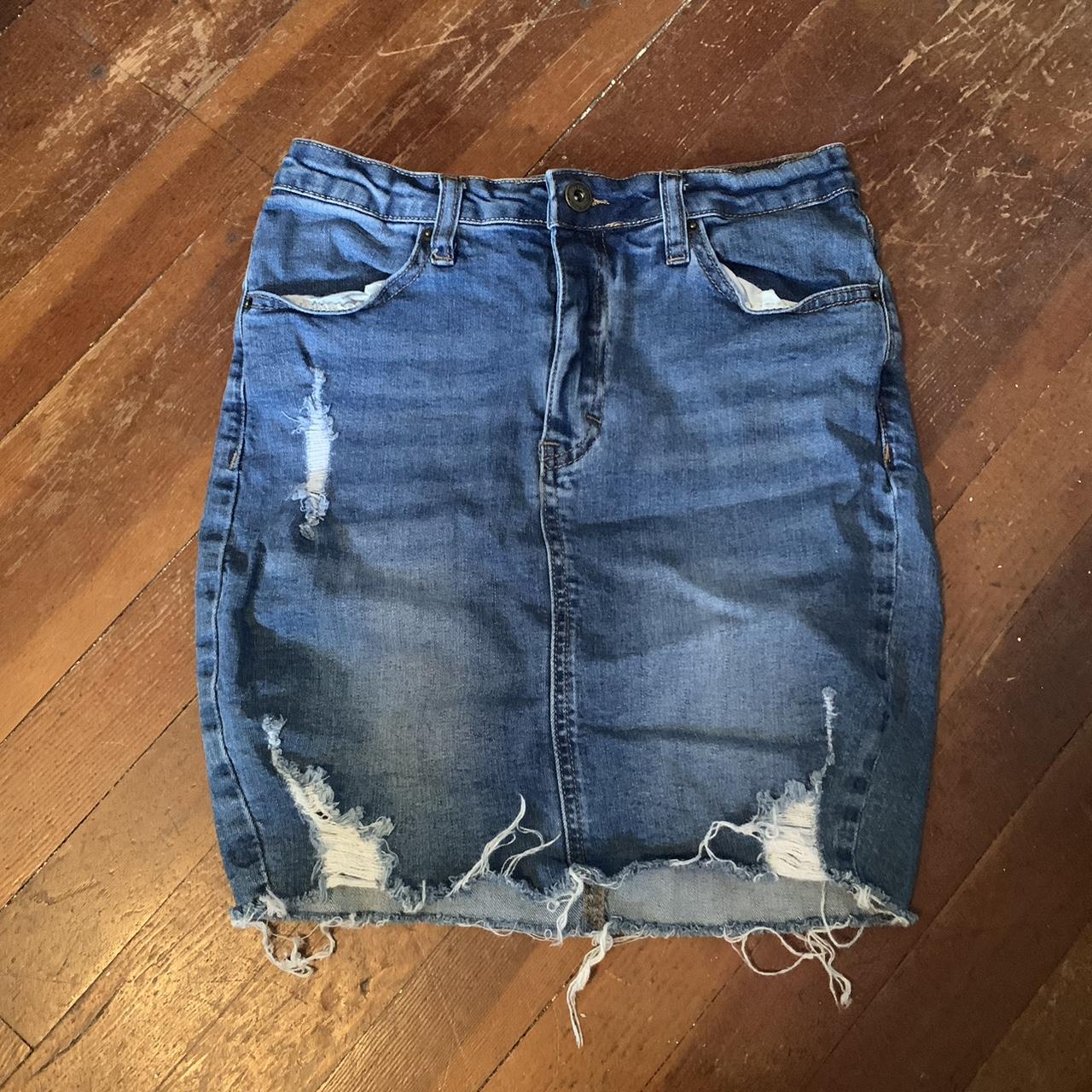 jean skirt worn a little bit in excellent condition... Depop