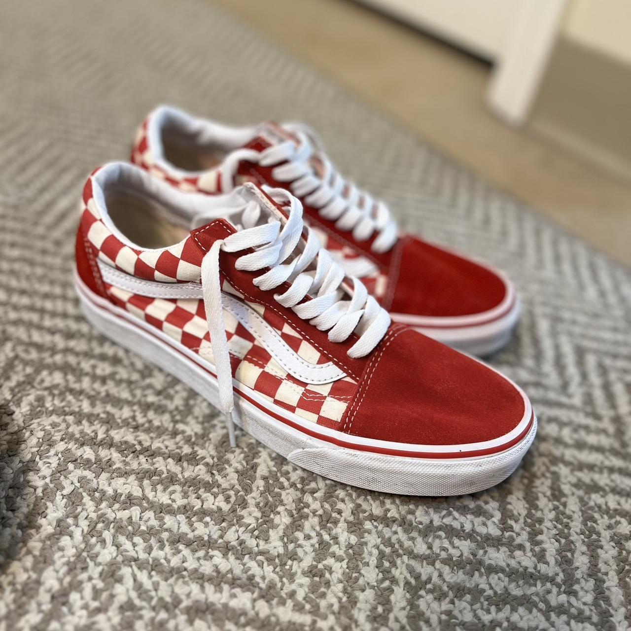 Red checkered vans laces online