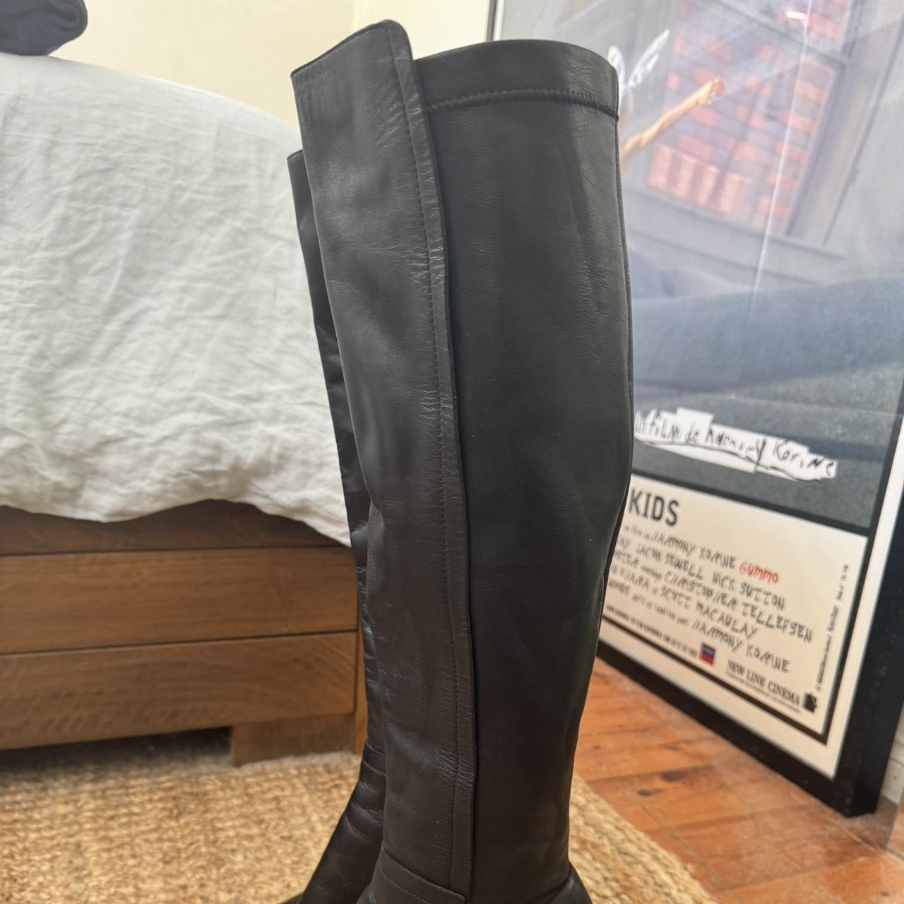 Leather mid calf boots Vintage Worn once Great... Depop