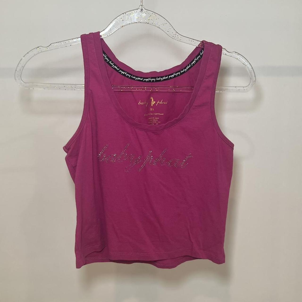 Pink Baby Phat Rhinestone Tank Top Size XS Missing... Depop