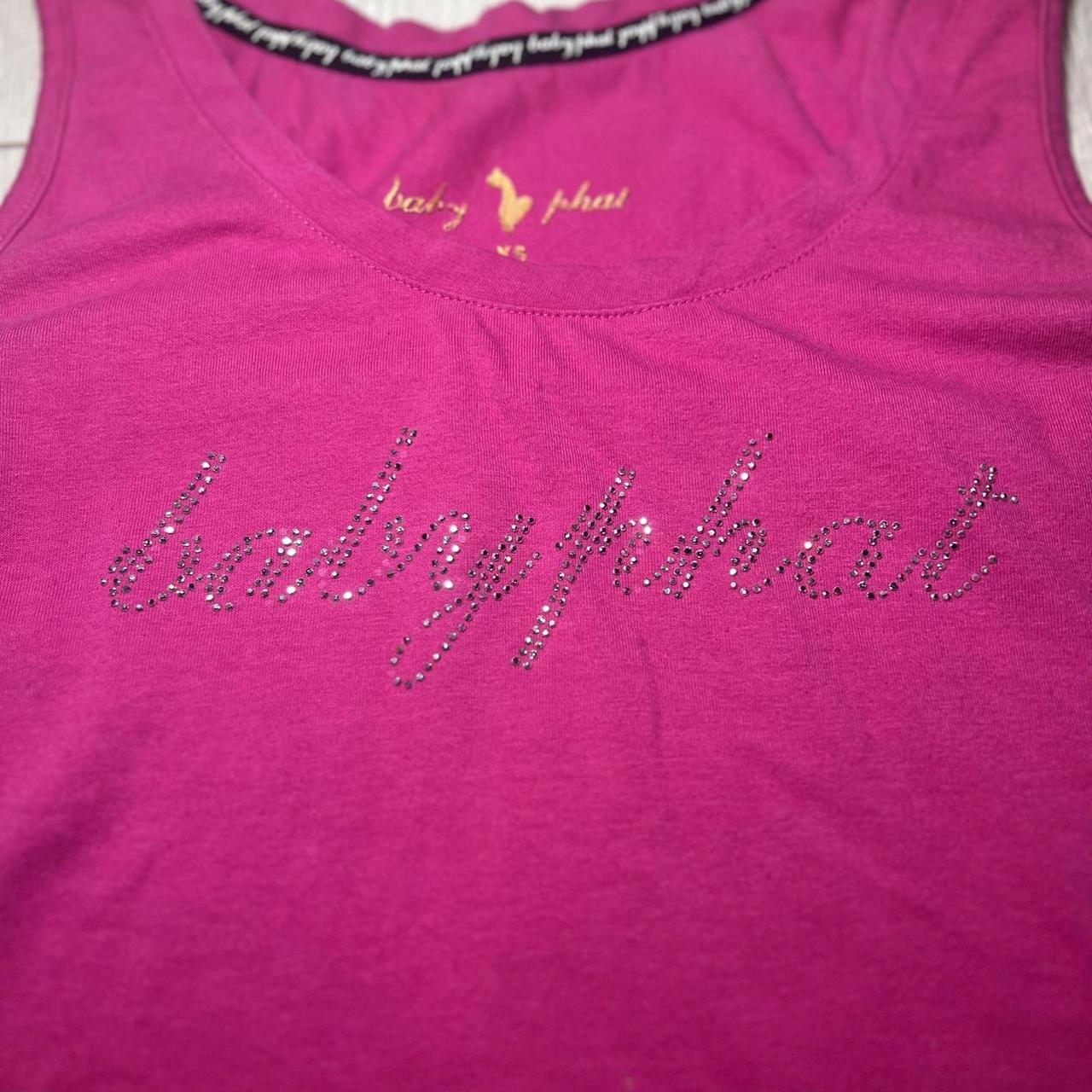 Pink Baby Phat Rhinestone Tank Top Size XS Missing... Depop