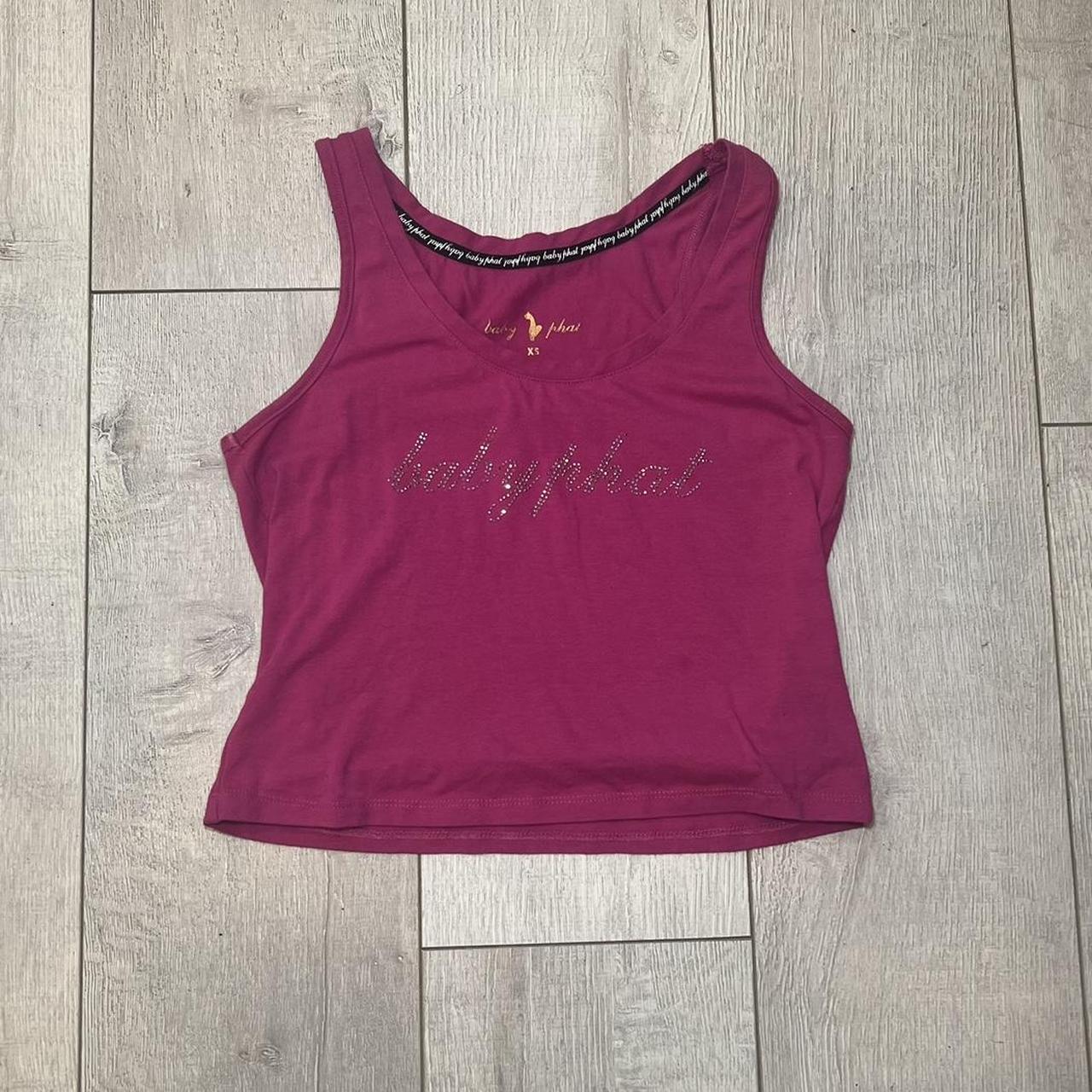 Pink Baby Phat Rhinestone Tank Top Size XS Missing... Depop