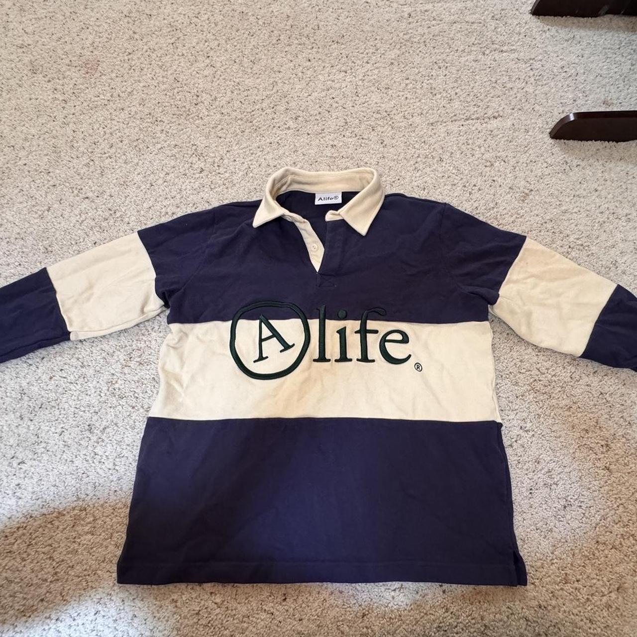 ALIFE NEW YORK STREETWEAR RUGBY SHIRT COLLARED... - Depop