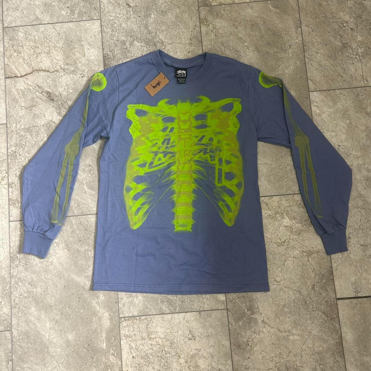 Stussy Rib Cage 3M Longsleeve Tee Storm Blue - IN | Depop