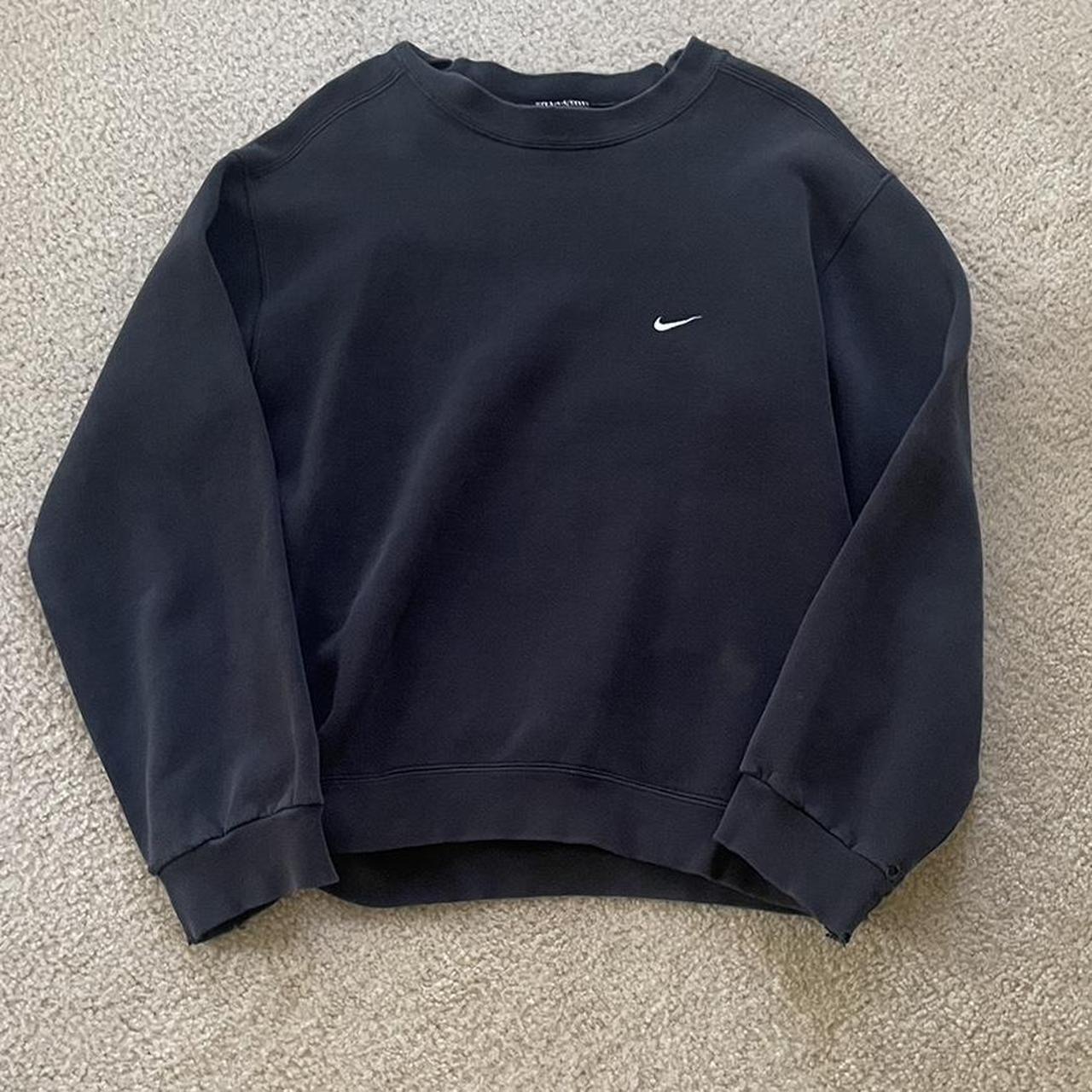 y2k nike swoosh black crew neck has slights signs... - Depop