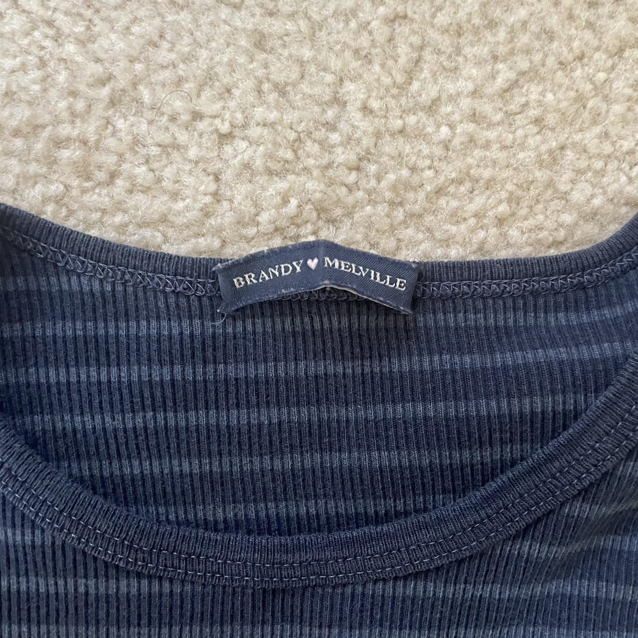 brandy melville long sleeve navy blue stripes one... - Depop