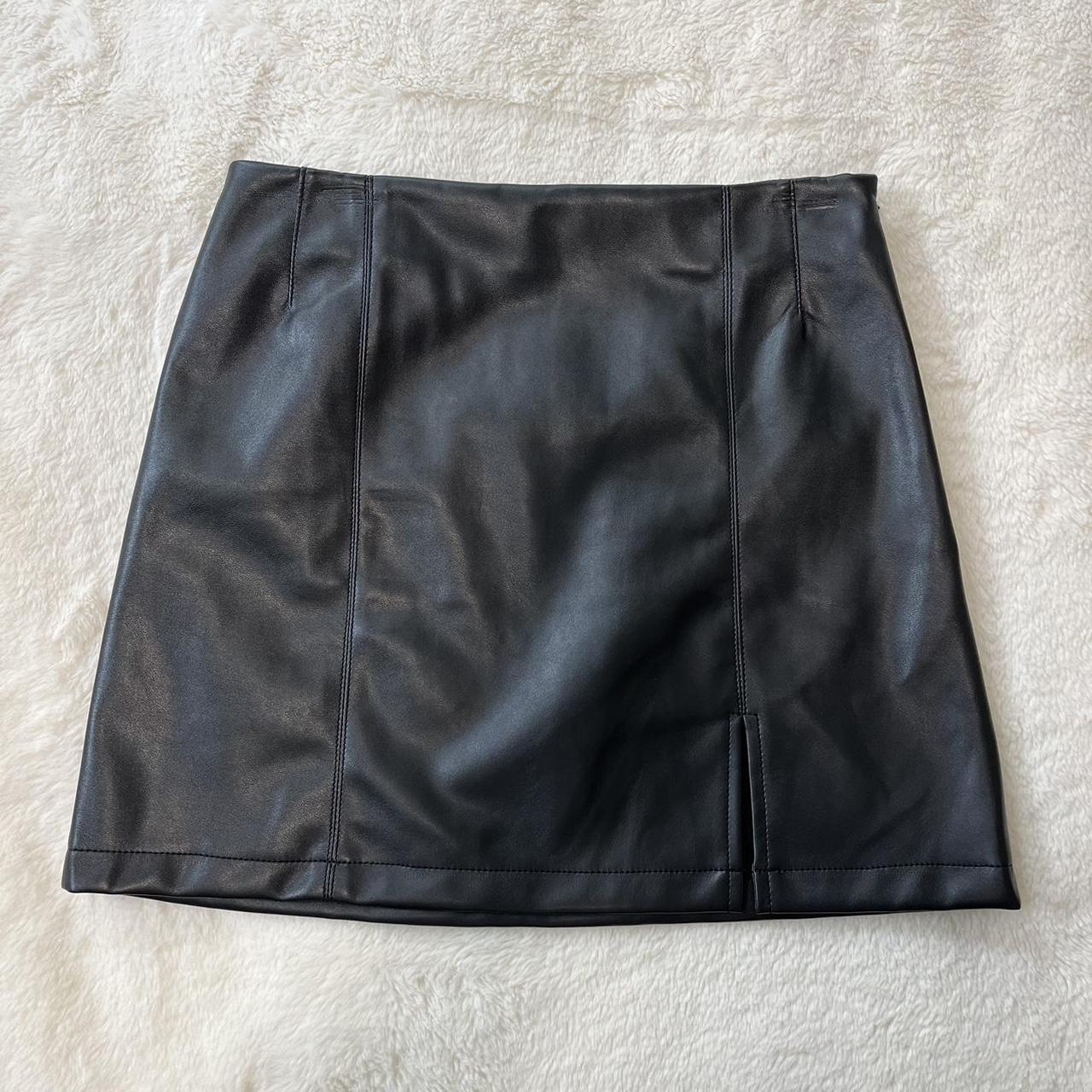 Black leather (PU) mini skirt from Glassons Size... Depop