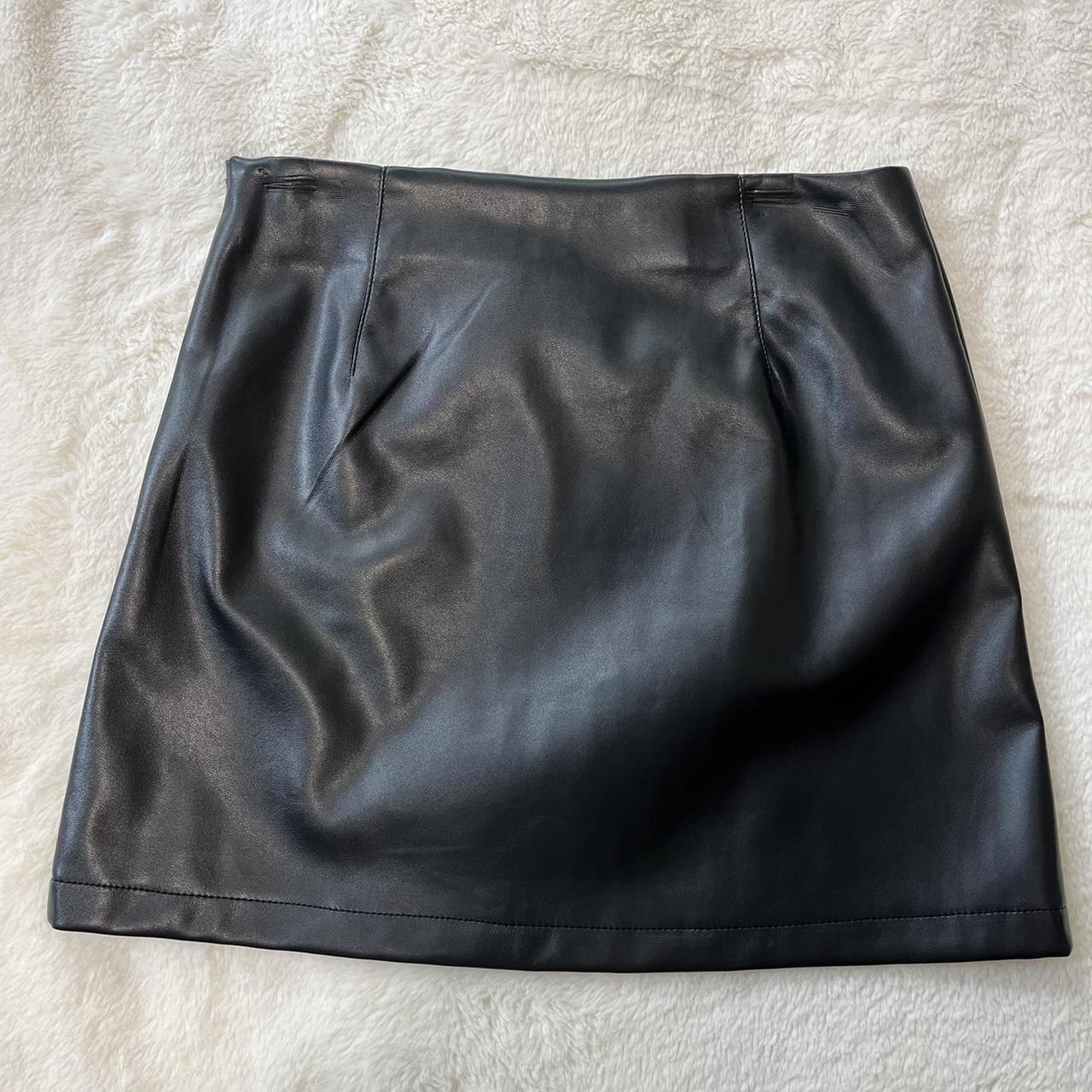 Black leather (PU) mini skirt from Glassons - Size... - Depop