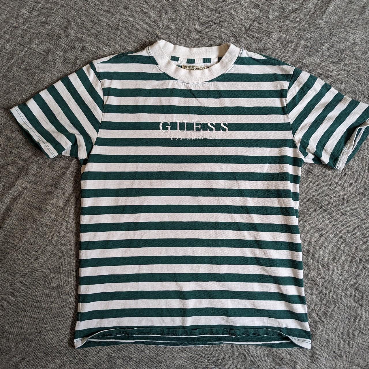 Green and white 2024 striped guess shirt