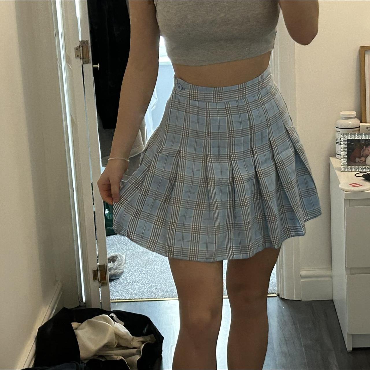 New Look Women's Blue and White Skirt | Depop