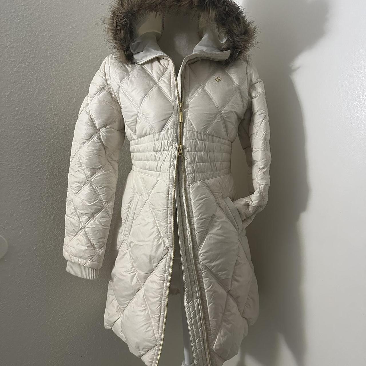 NEW South Pole Womens Size sale XL Winter Puffer Coat White Faux Fur Hood