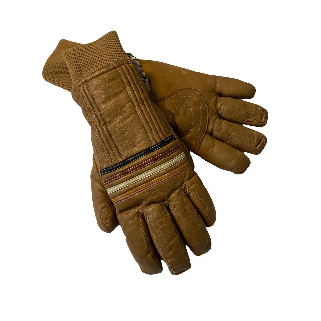 Vintage tan leather gloves Clasp that connects... Depop