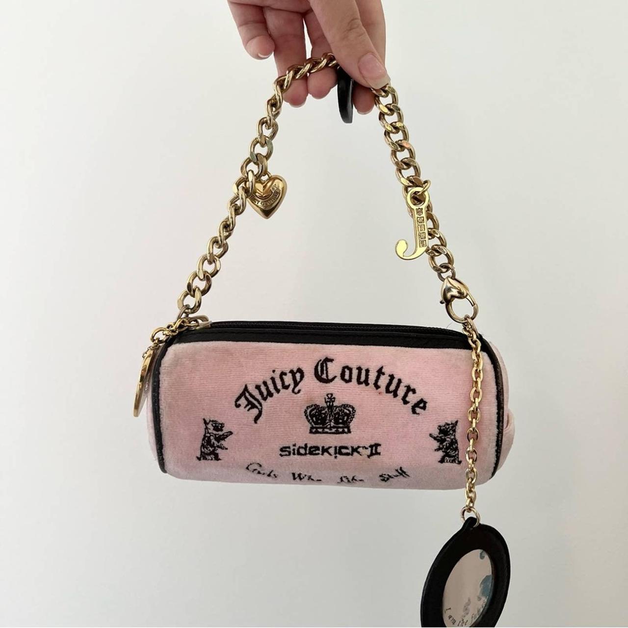 Y2K Juicy Couture Sidekick Barrel Bag Pink Velour... Depop
