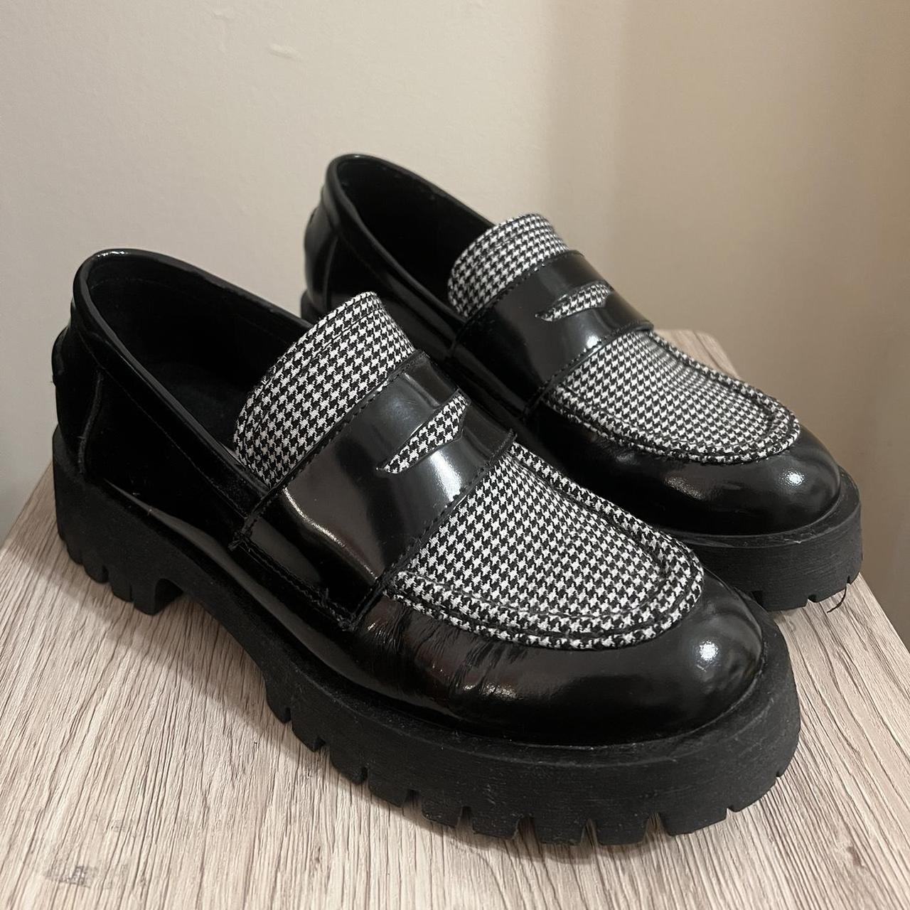 Platform Steve Madden Loafers — Black & White... - Depop