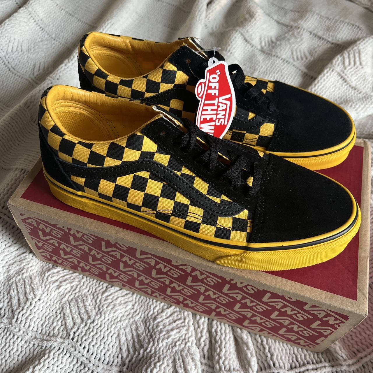 Black and yellow checkerboard vans best sale