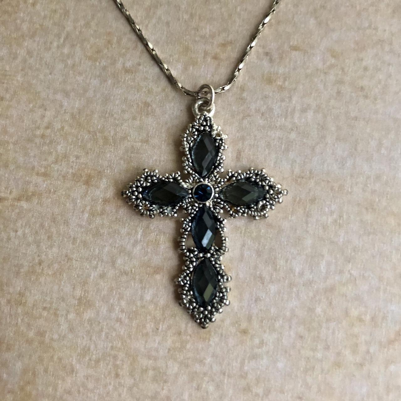 Silver Tone Rhinestone Cross Pendant Rhinestone Cross 