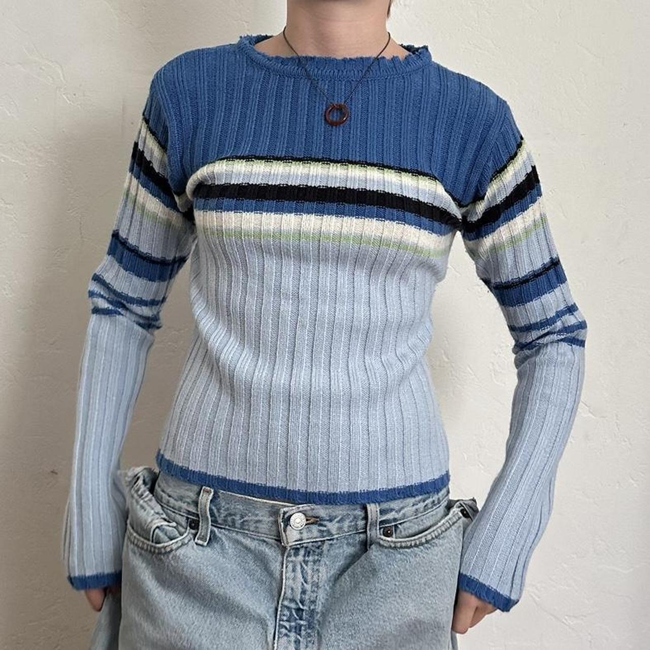 Ribbed Striped Long Sleeve 90s Size Small Cut At Depop 