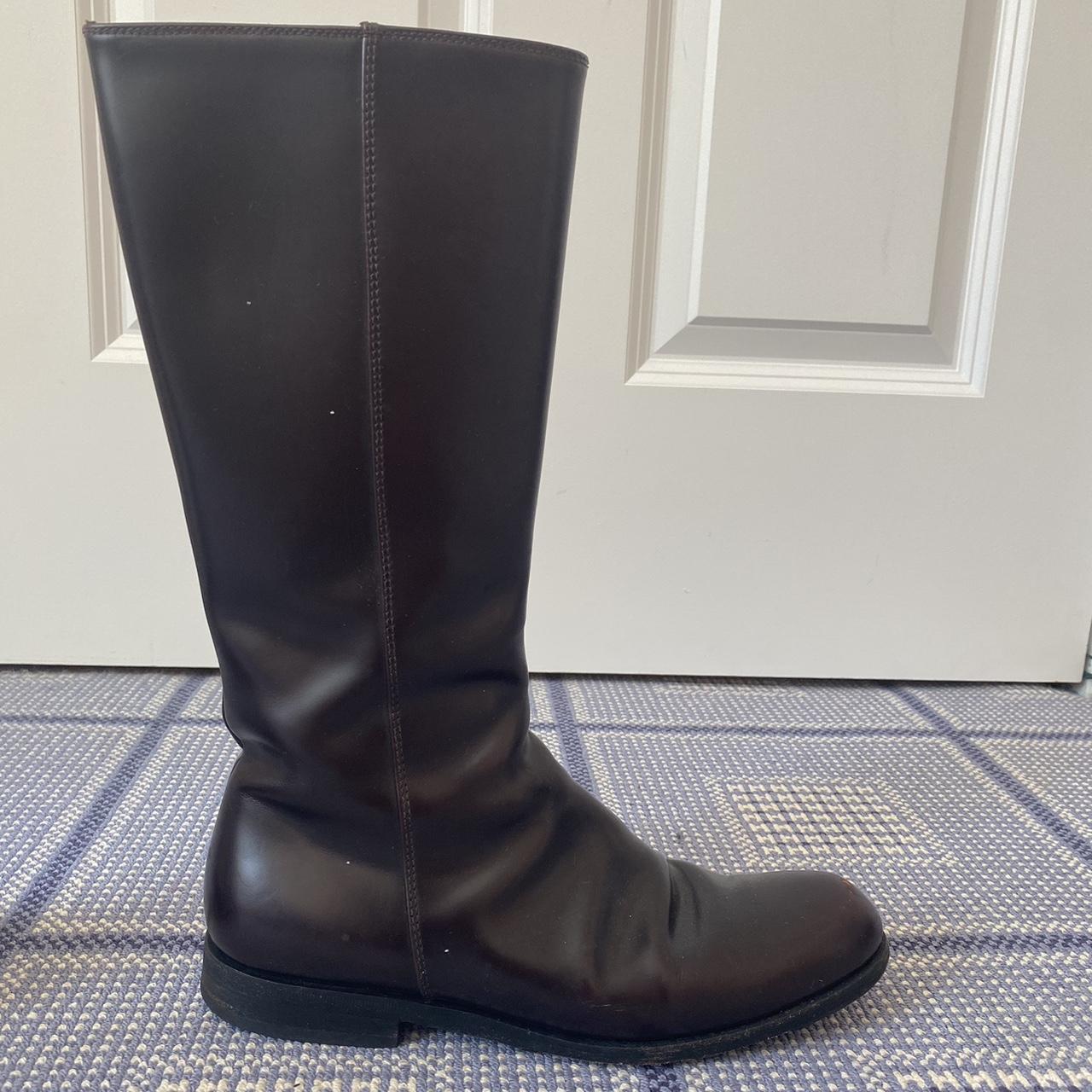 PRADA dark brown leather riding boots these are so... - Depop