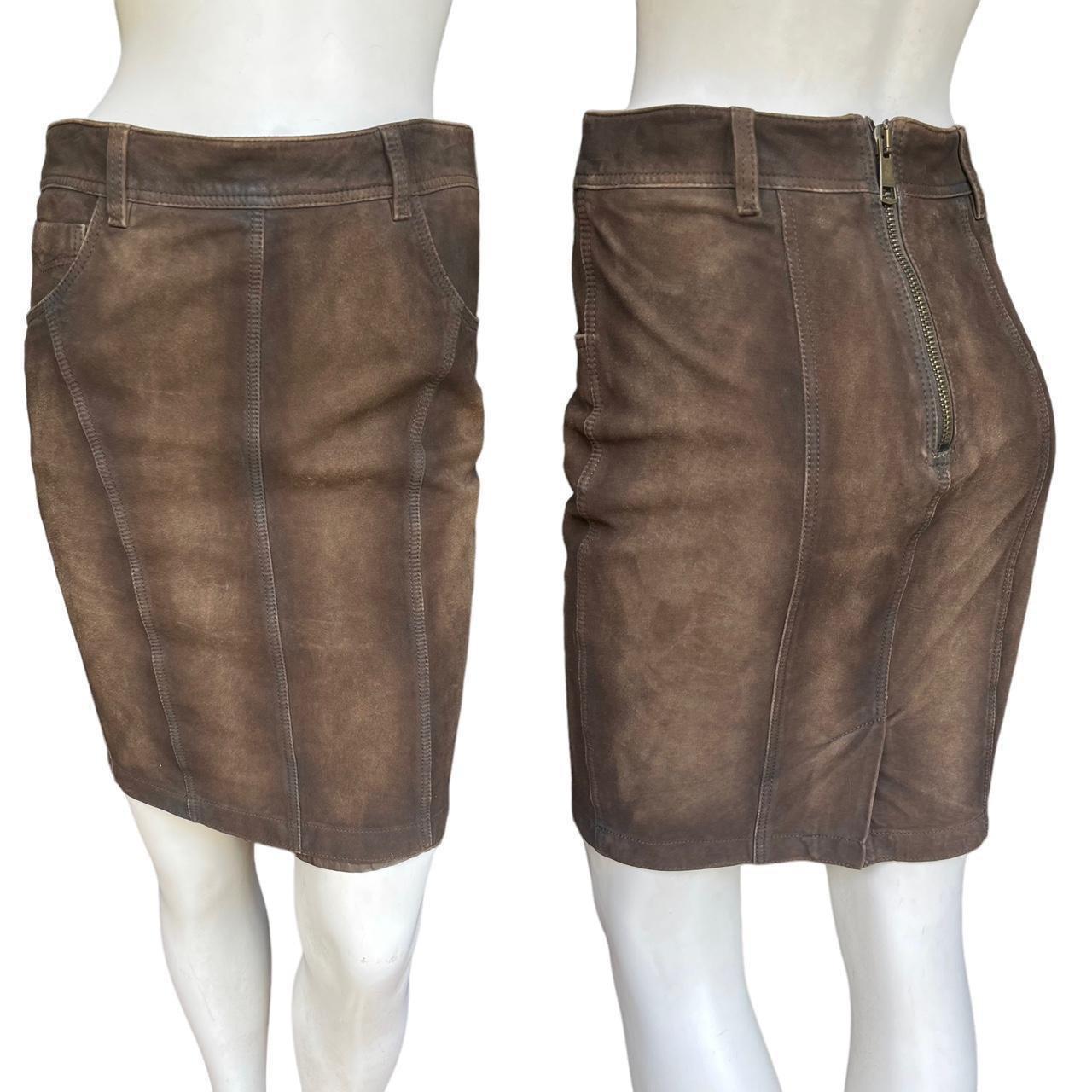 Burberry brown leather skirt best sale