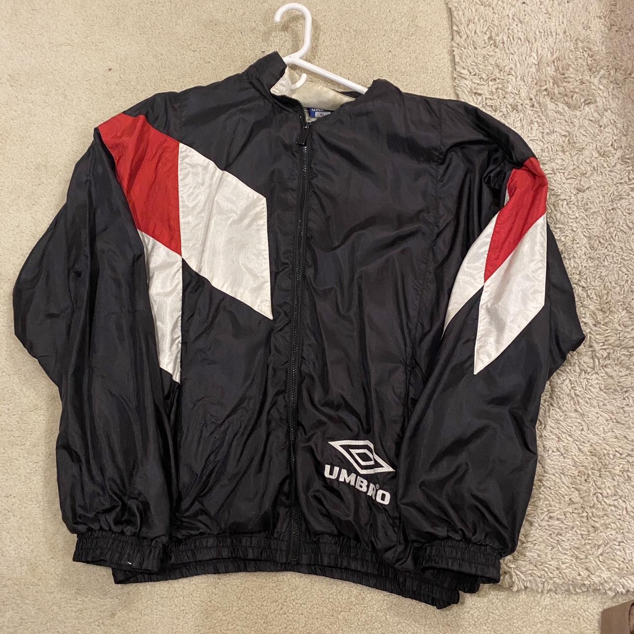 Umbro Men's Black and Red Jacket | Depop