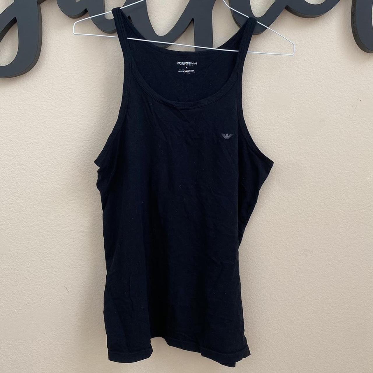 EMPORIO ARMANI UNDERWEAR Black Tank Top - wide arm... - Depop