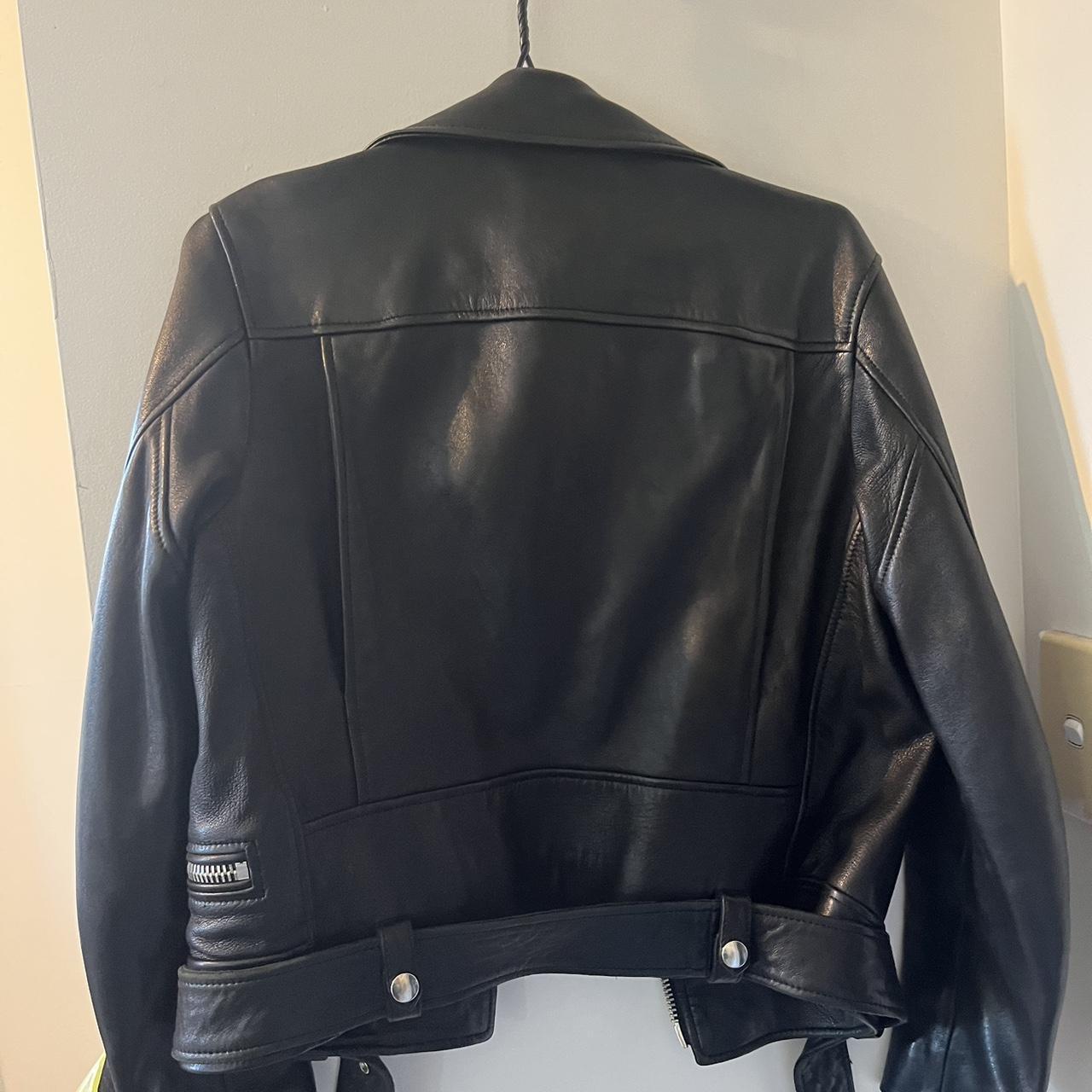 Acne studios mock black leather jacket size 36 Great... - Depop