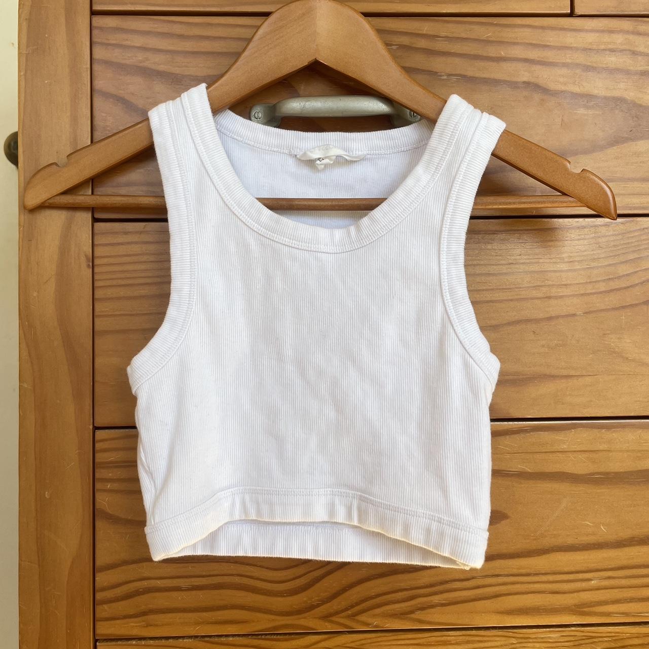 Glassons White Ribbed Cute Crop Cami Top Tank Size Depop