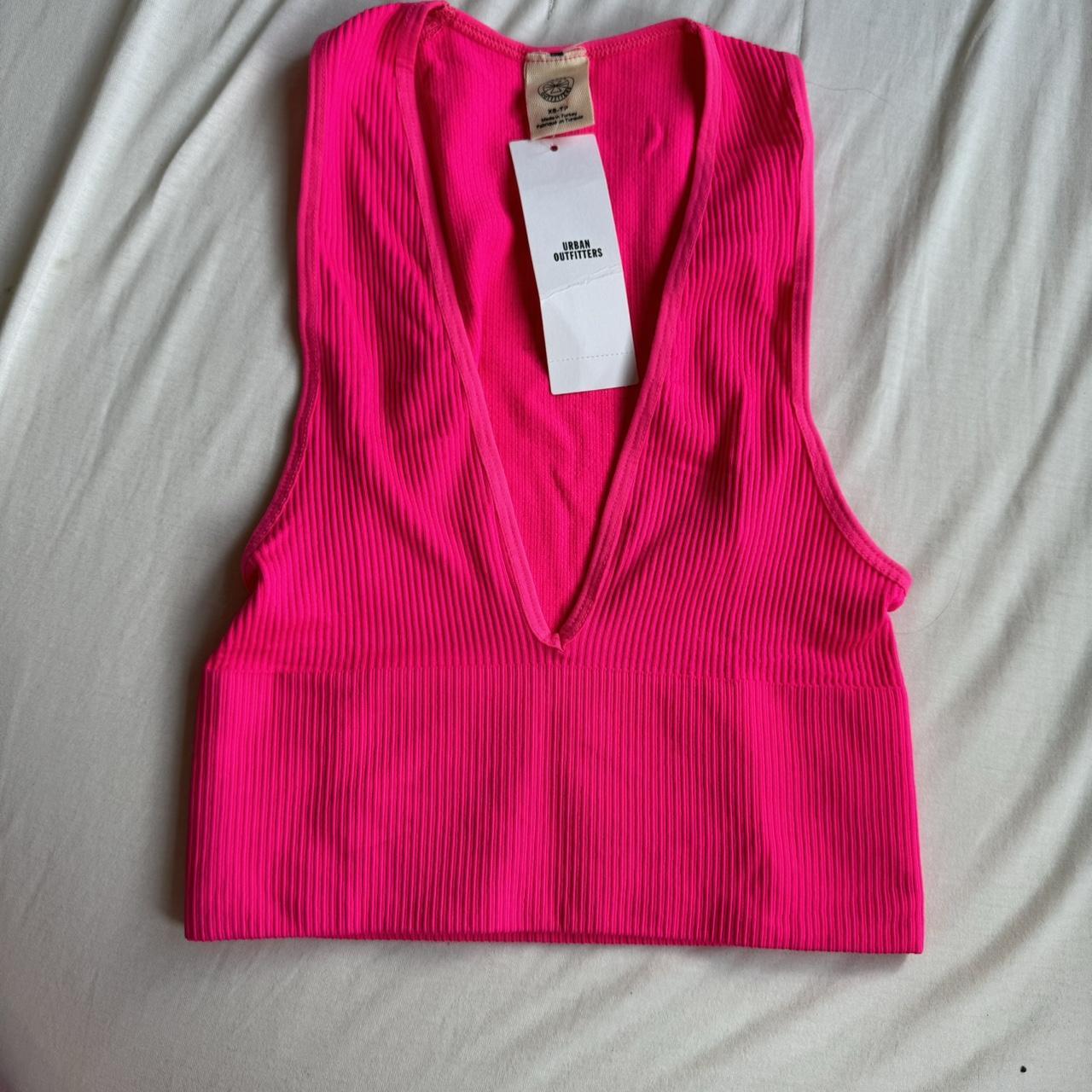 Hot pink UO Josie Ribbed V-Neck Vest Sleeveless