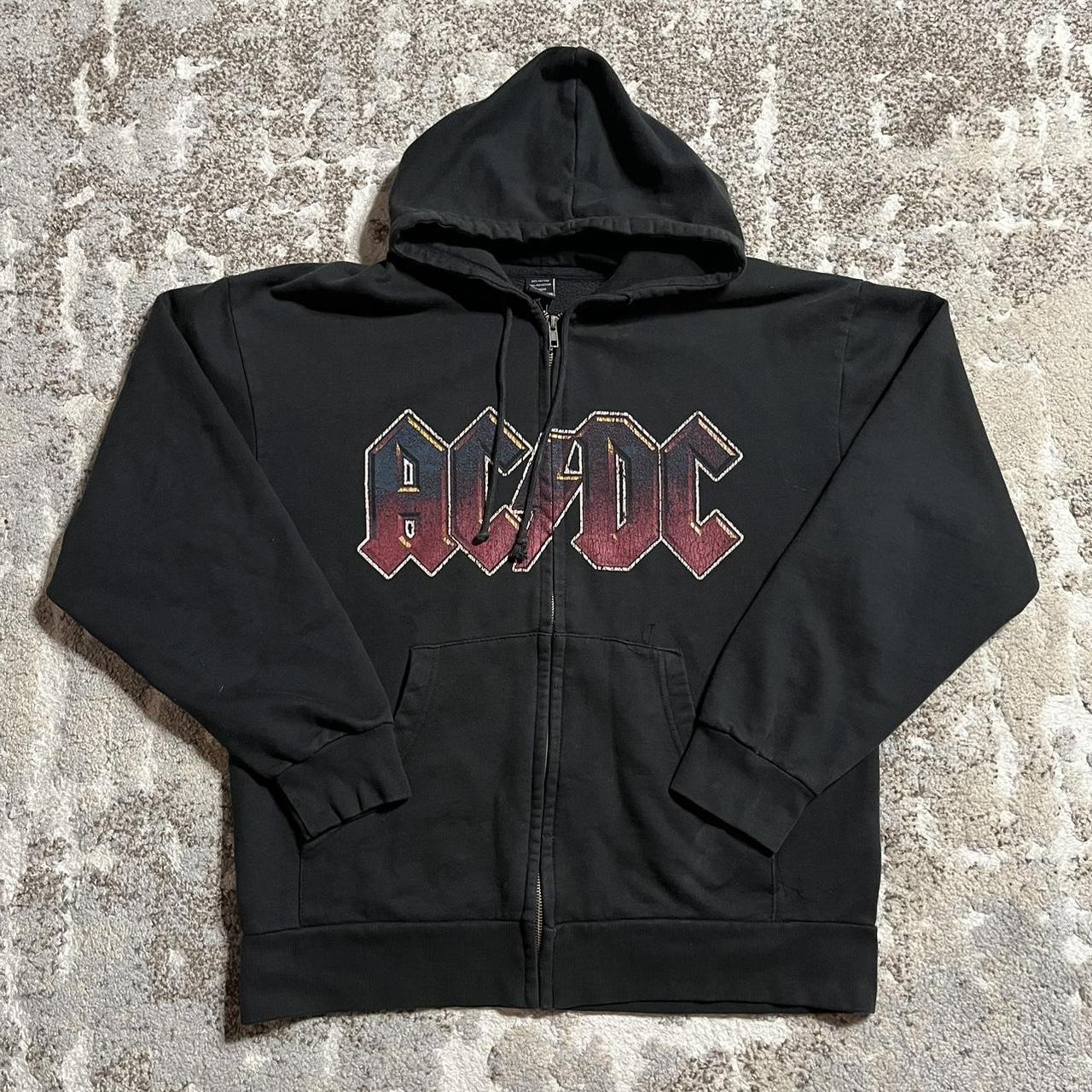 Vintage AC DC Band Zip-Up Hoodie Size... - Depop