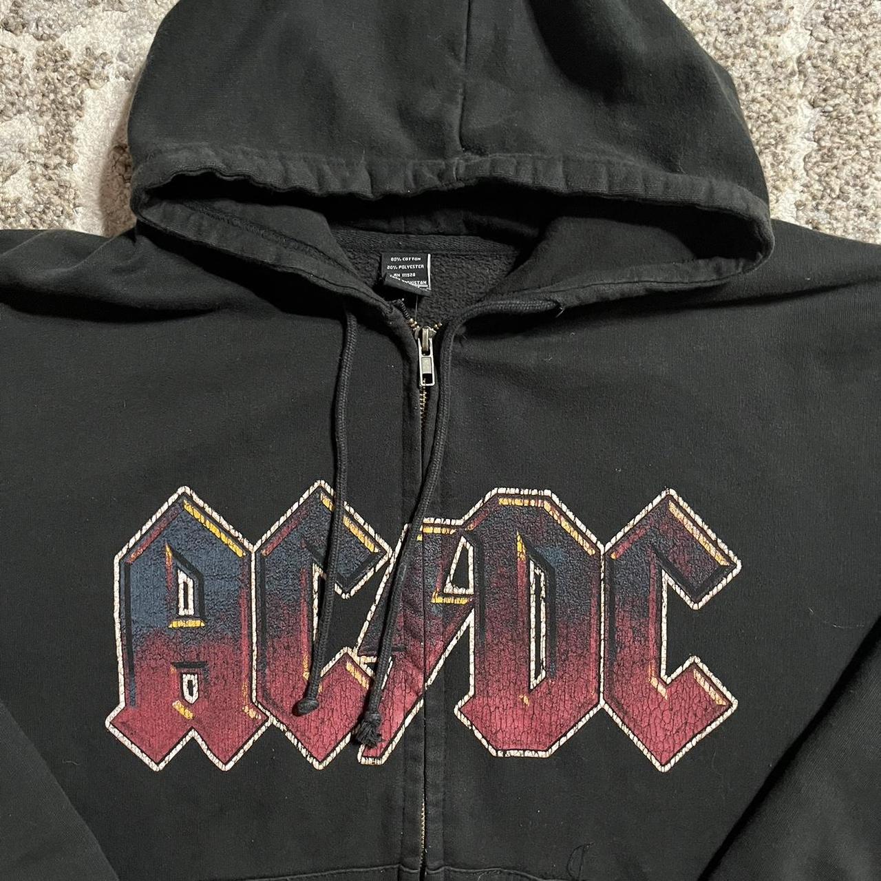 Vintage AC DC Band Zip-Up Hoodie Size... - Depop