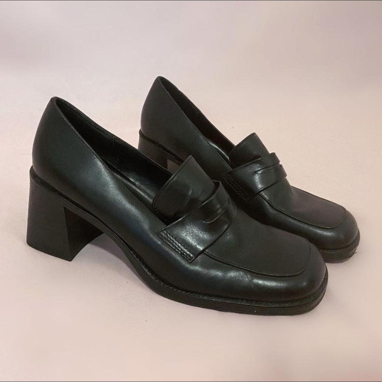 y2k black chunky loafers | these shoes are in good... - Depop