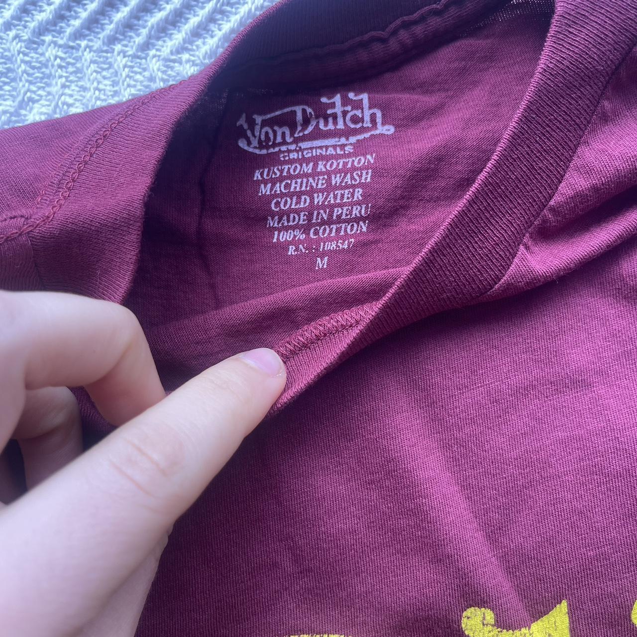 Von Dutch Women's Burgundy and Red Tshirt Depop