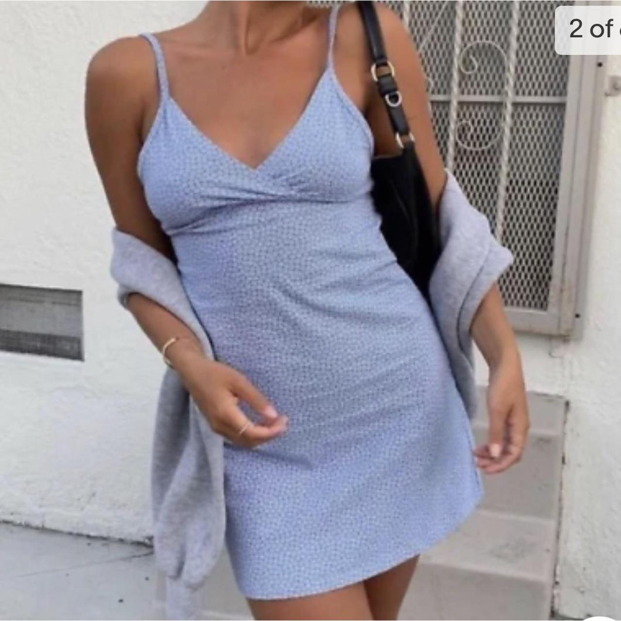 Brandy Melville Blue Amara Floral Mini Dress Depop