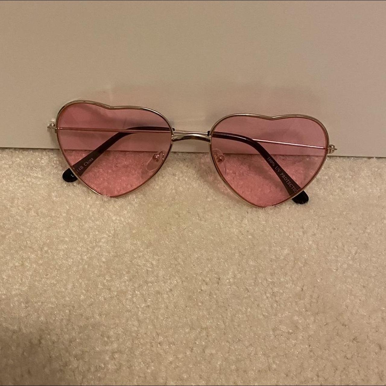 Pink Heart Sunglasses Pink Translucent Tint Worn Depop