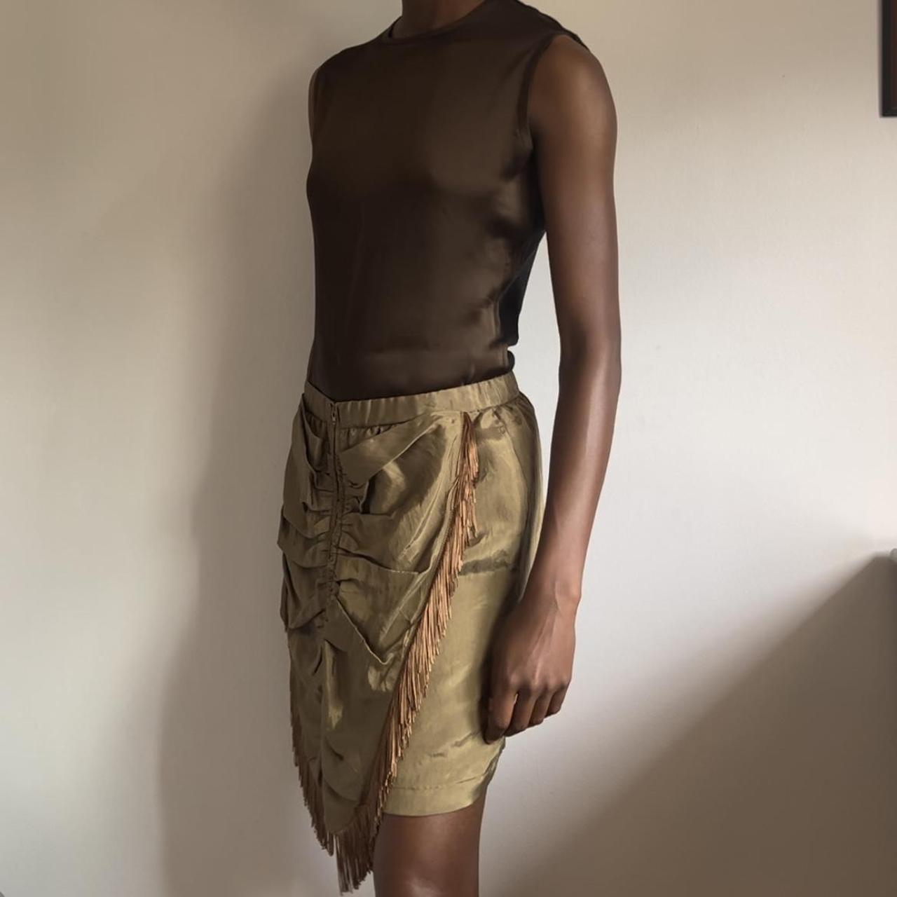 TOGA PULLA skirt, - Brand: TOGA PULLA, - Brown fringe...