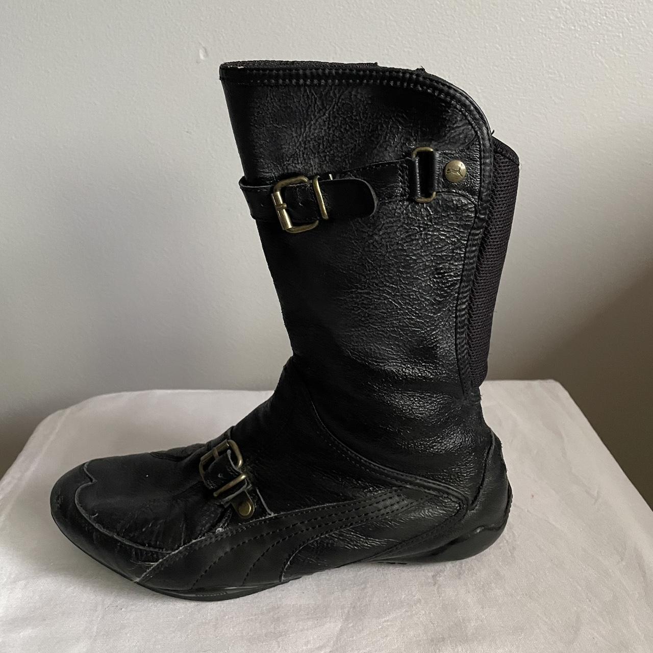 Vintage Puma Leather Moto Boots - Brand: Puma - The... - Depop