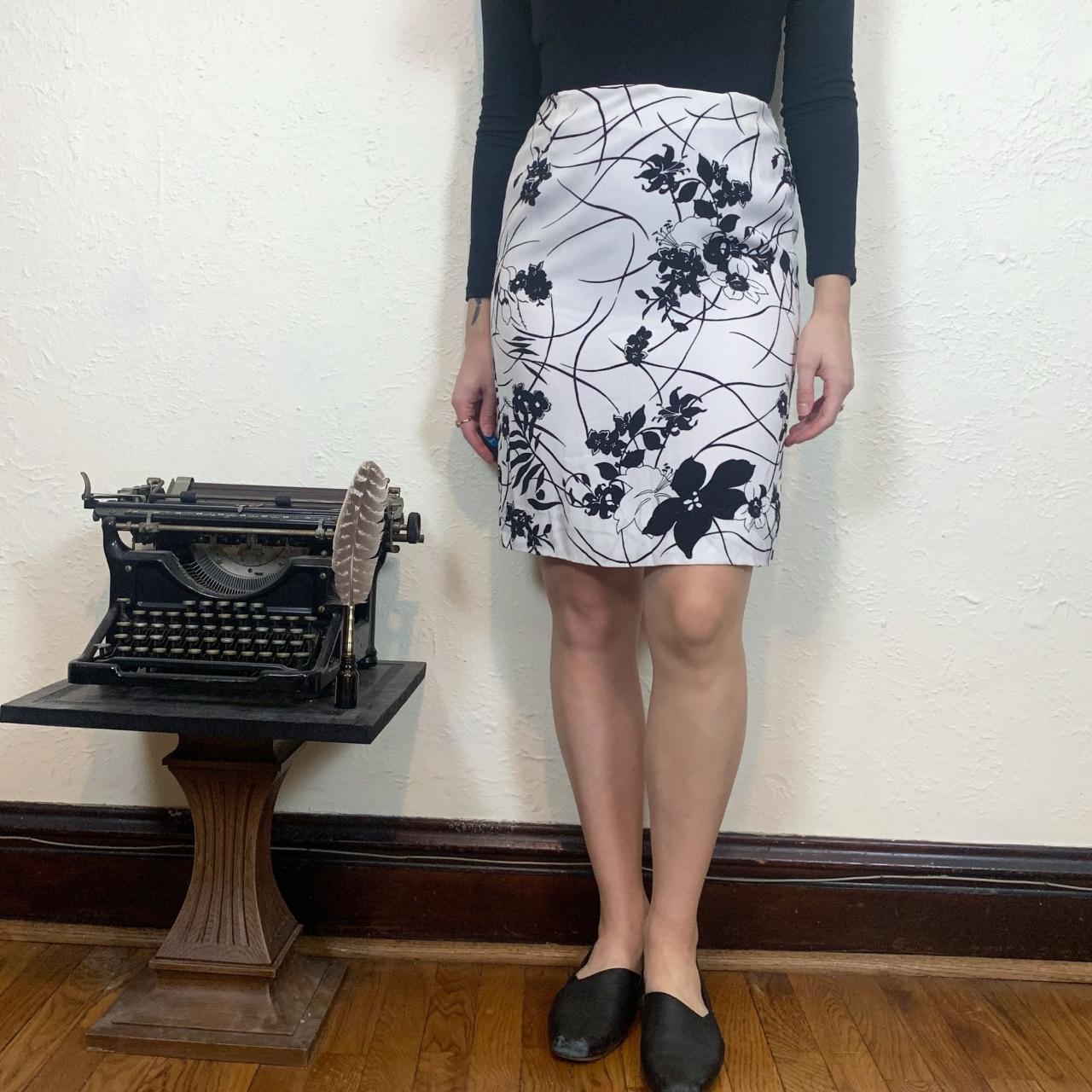 Black and white floral pencil skirt. No tags inside... - Depop